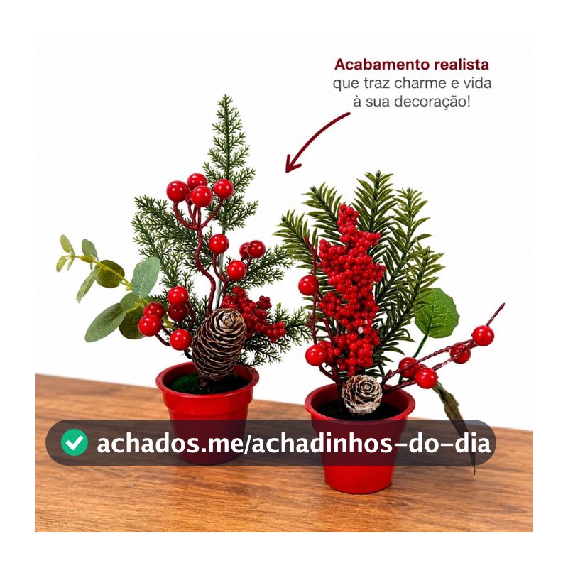 Mini Arranjo Natalino Pinheiro Vaso Decorativo De Mesa Natal