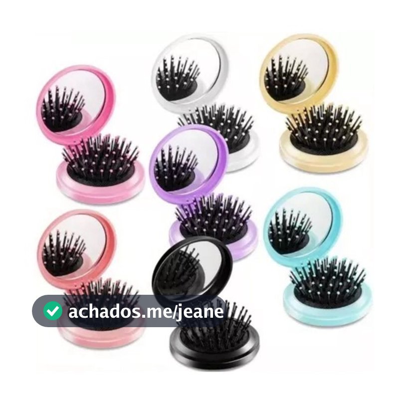 ANA1108 KIT Mini Escova de Cabelo Dobrável Com Espelho-Portátil e Perfeita Para Bolsa