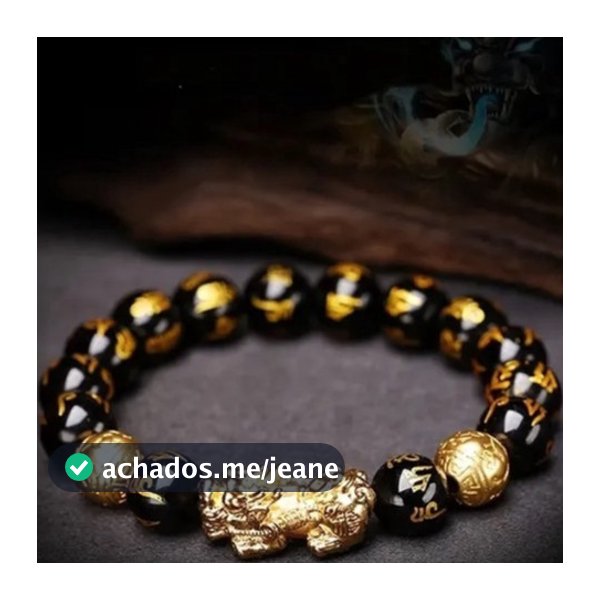 Pulseira Feng Shui Pedra Obsidiana Riqueza Fortuna E Sorte