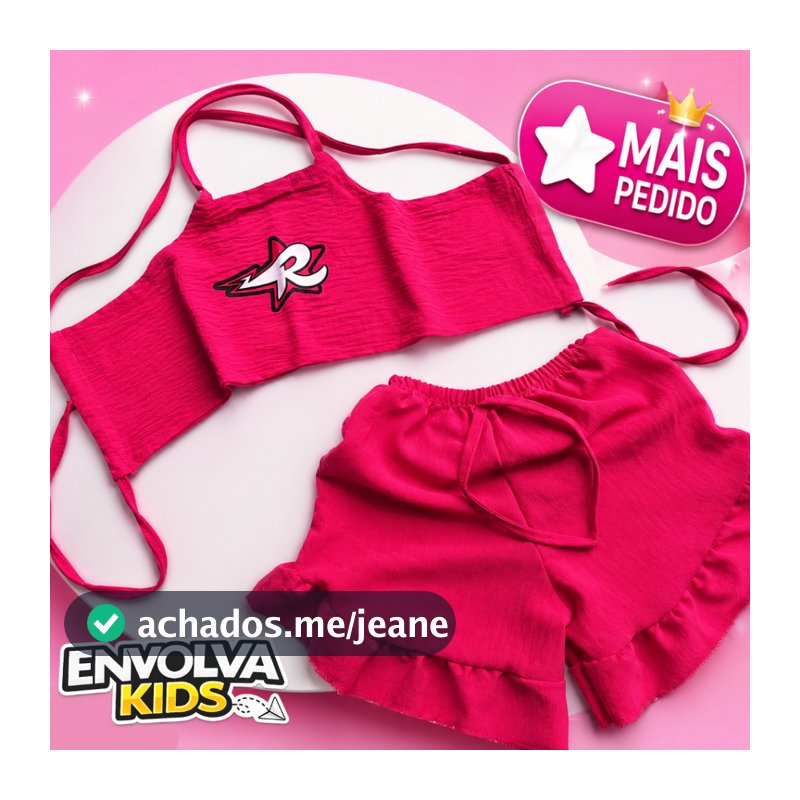 Conjunto Emilly Vick Rosa Infantil Menina 100% Algodão