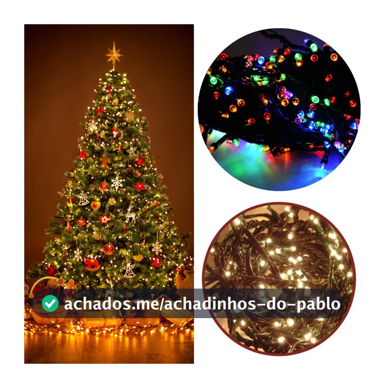 Pisca Pisca Arroz Branco Quente ou colorida Natal 8 Funções 100 Lâmpadas 110v /220v