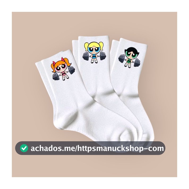 Kit 3 Pares de Meias Feminina Academia Esportivas Meninas Super Poderosas