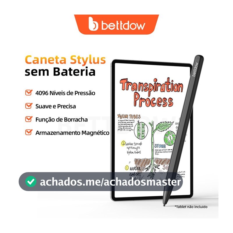 Caneta Magnética BETTDOW Samsung com borracha integrada e sensibilidade à pressão de 4096 níveis para trabalho e desenho