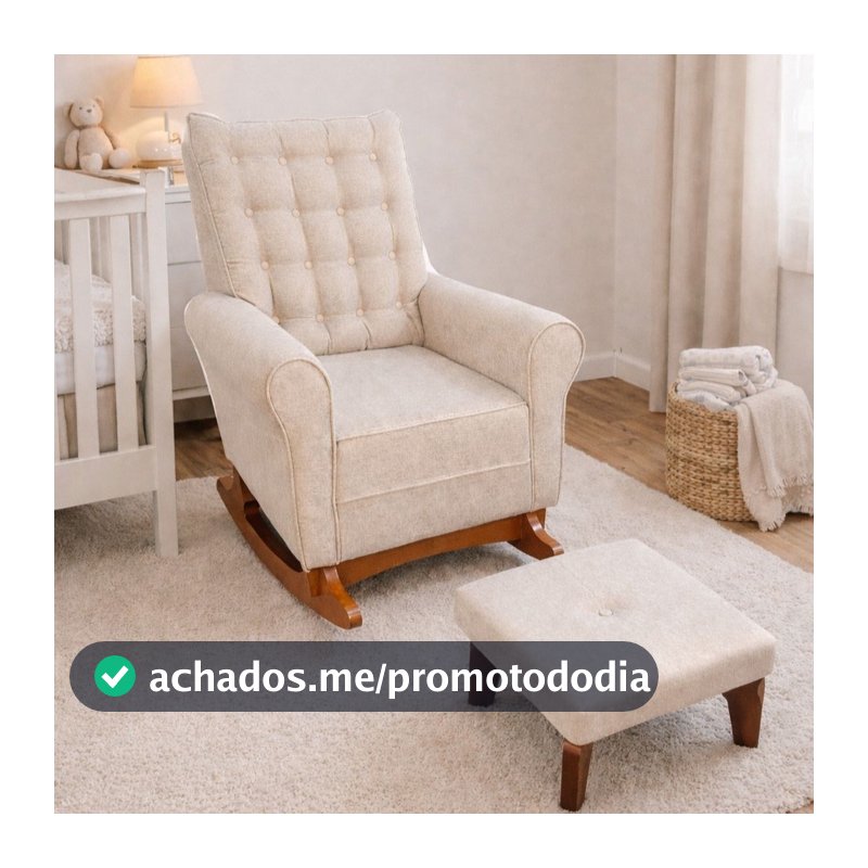 Cadeira Poltrona para Amamentação Balanço Paris Plus com Puff - Linho Bege