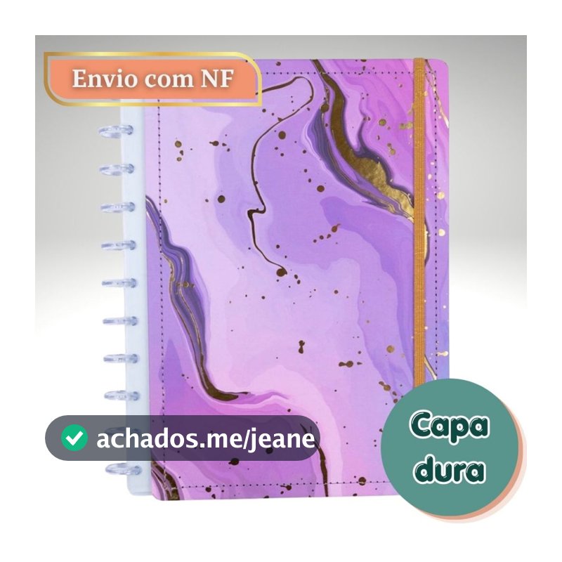 Caderno Inteligente Grande Disco Universitário Reposicionável Glitter Disko Papelaria Planner Estudo