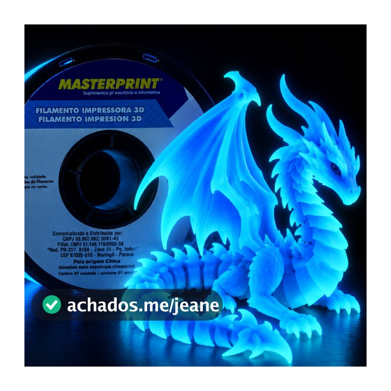 Filamento PLA PETG 1,75mm 1KG Fosforescente Rainbow Masterprint para Impressora 3D | Brilha no Escuro