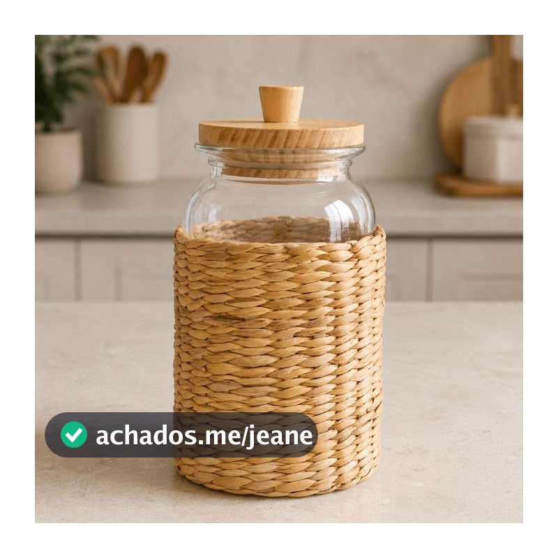 POTE EM VIDRO SUNSET REVESTIDO EM PALHA 1,3L