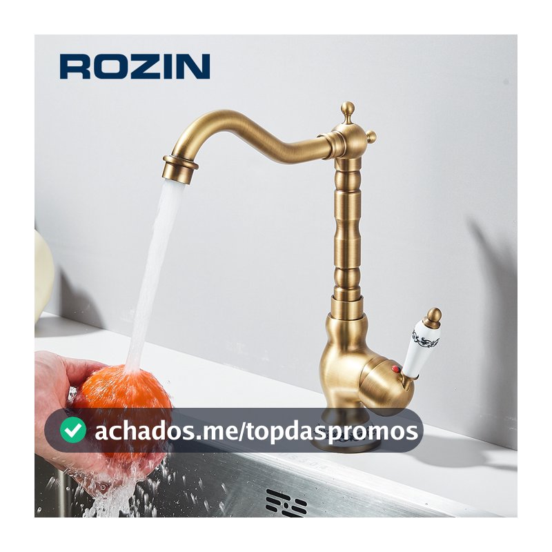 Torneira Para Bancada De Banheiro E Cozinha De Latão Antiga , Água Quente E Fria
