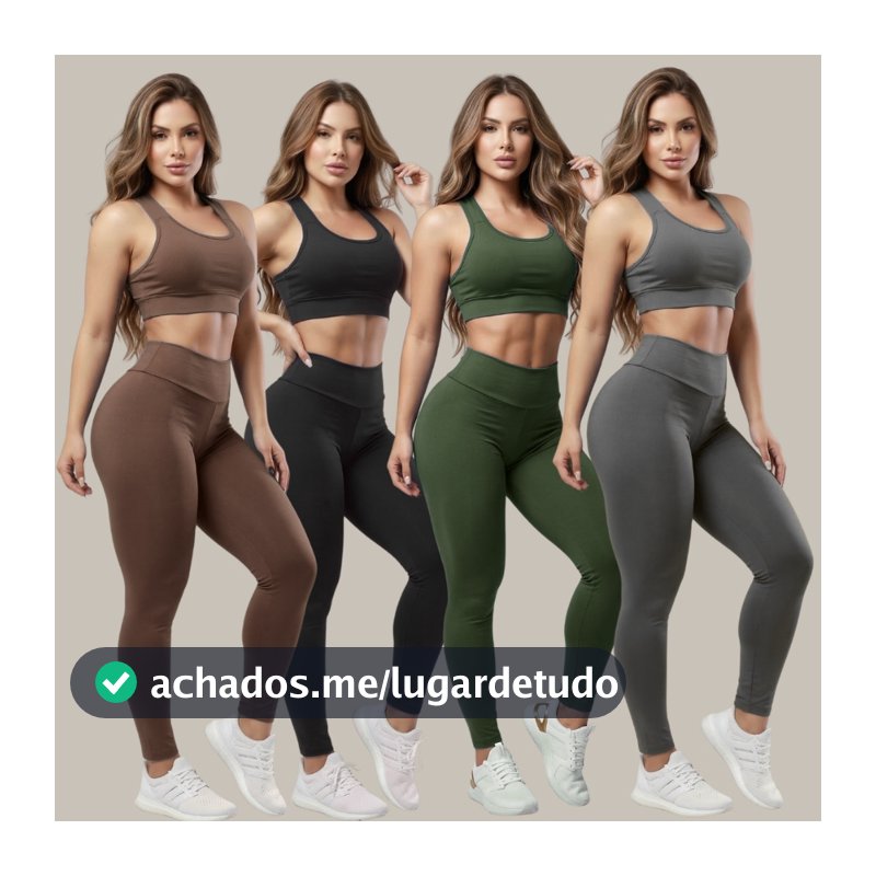 Kit 4 Conjuntos Calça E Top Roupas Feminina Academia Legging esporte suplex A01