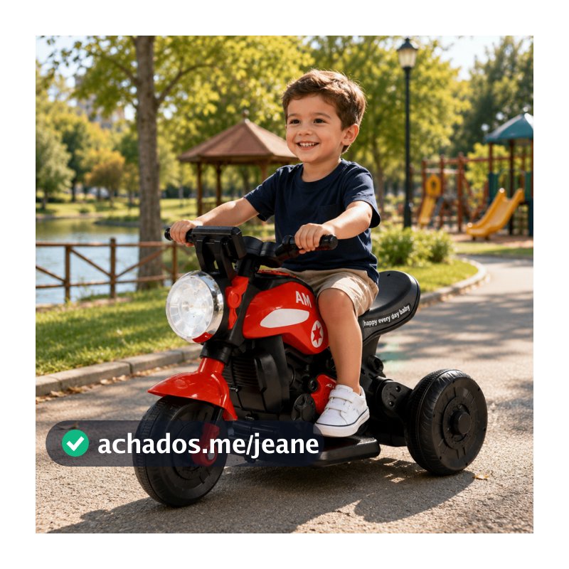 Moto Eletrica Infantil Triciclo 6V Carrinho de Passeio Zippy Toys Luzes e Sons Recarregavel