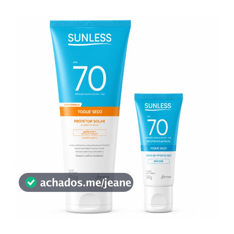 Sunless Protetor Solar FPS 70 200g | Facial 30g | Kit FPS 70 | FPS 60 + Vitamina C | Escolha a Variação