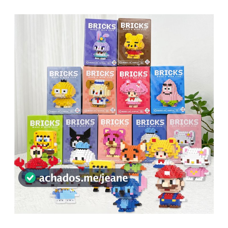 Blocos de Montar Stitch Anime Bonecos Mini Building Blocks Colecionáveis Brinquedo Kawaii Decor