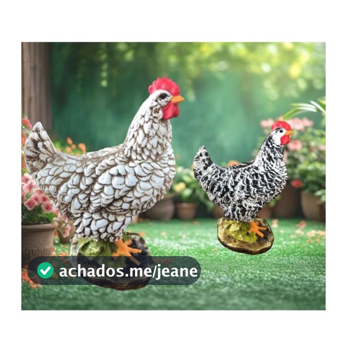 Estatueta Galinha Grande em Gesso Enfeite Decorativo Rústico Para Jardim Casa Chácara Sítio