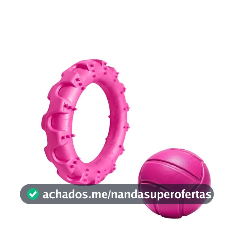 Kit 2 Brinquedos Cachorro Pneu e Bola Mordedor 100% Atóxico Resistente Mordida Forte