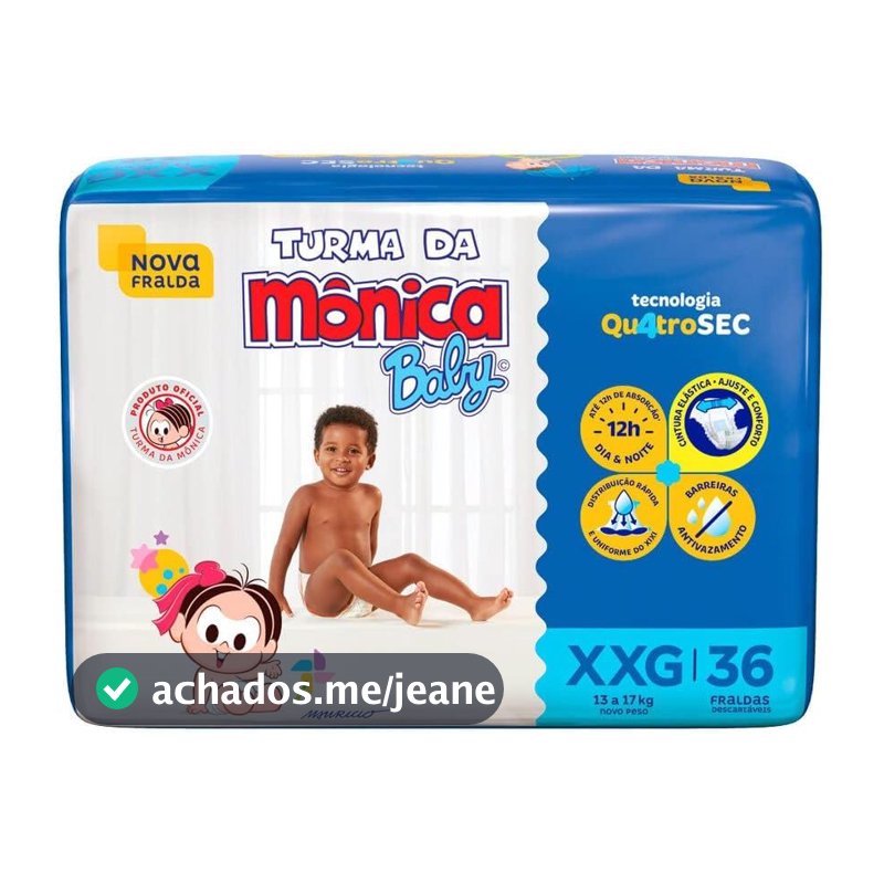 FRALDA TURMA MONICA BABY MEGA XXG 36UN