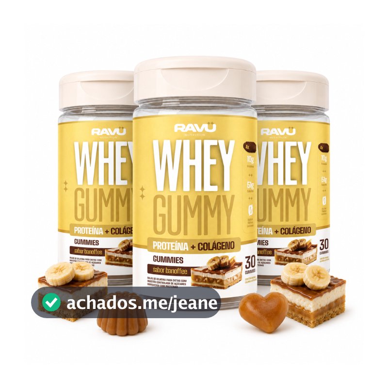 Kit 3 Whey Gummy Ravu Banoffee | Proteína em Gomas, Whey Isolado, Colágeno, Zero Açúcar e Sem Glúten