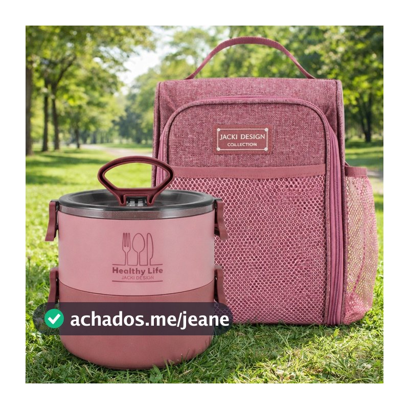 Conjunto Pote Marmita de 2 Andares e Bolsa Térmica- Jacki Design