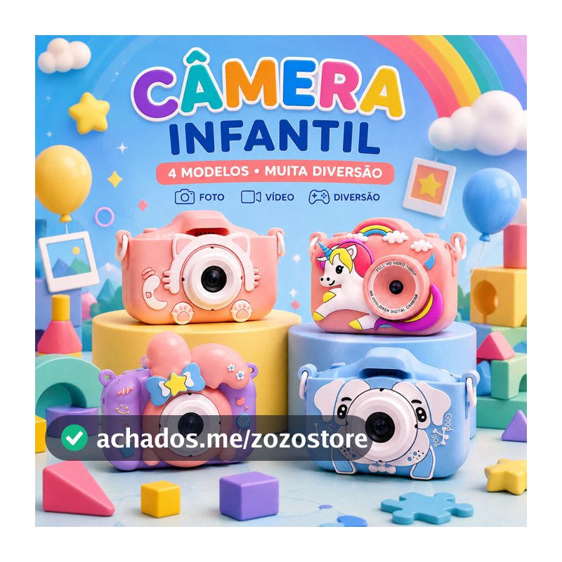 Brinquedos Mini Câmera Infantil Recarregável Video Jogos Fotos Filma Tira Foto De Verdade Com cartão de memória