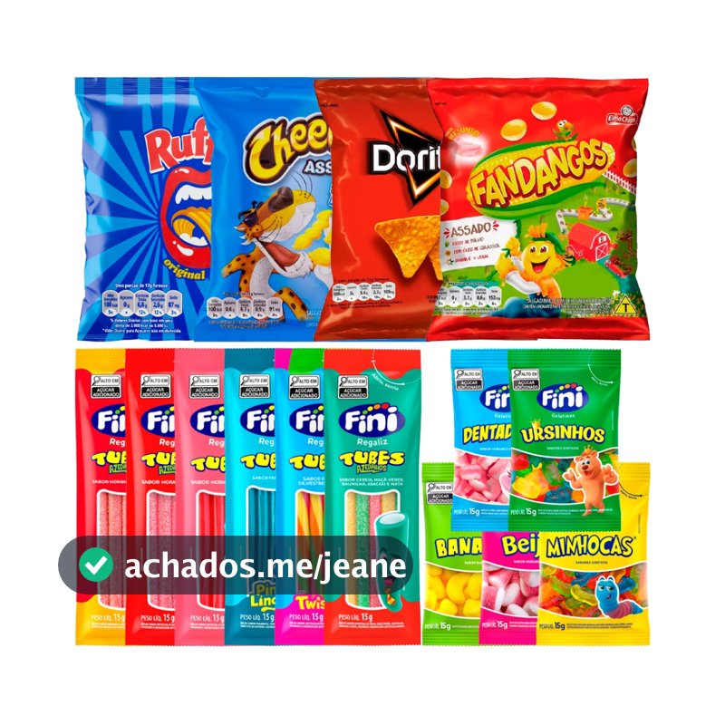 30 Salgadinhos Elma Chips + 30 Pacotes Bala Fini
