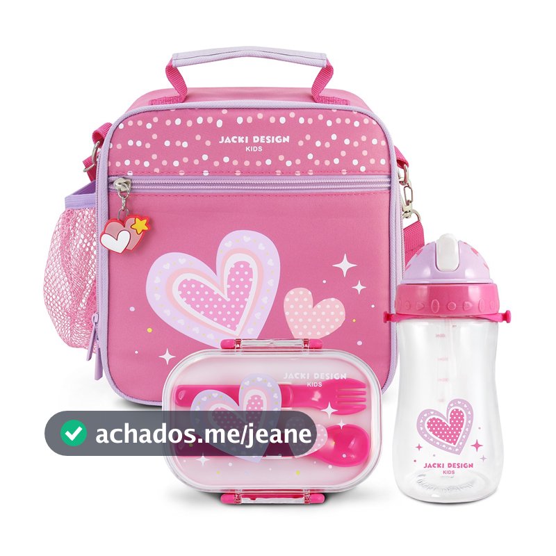 Kit Infantil Jacki Design Piccolino: Lancheira, Marmita e Garrafa - Cores e Estilos Variados