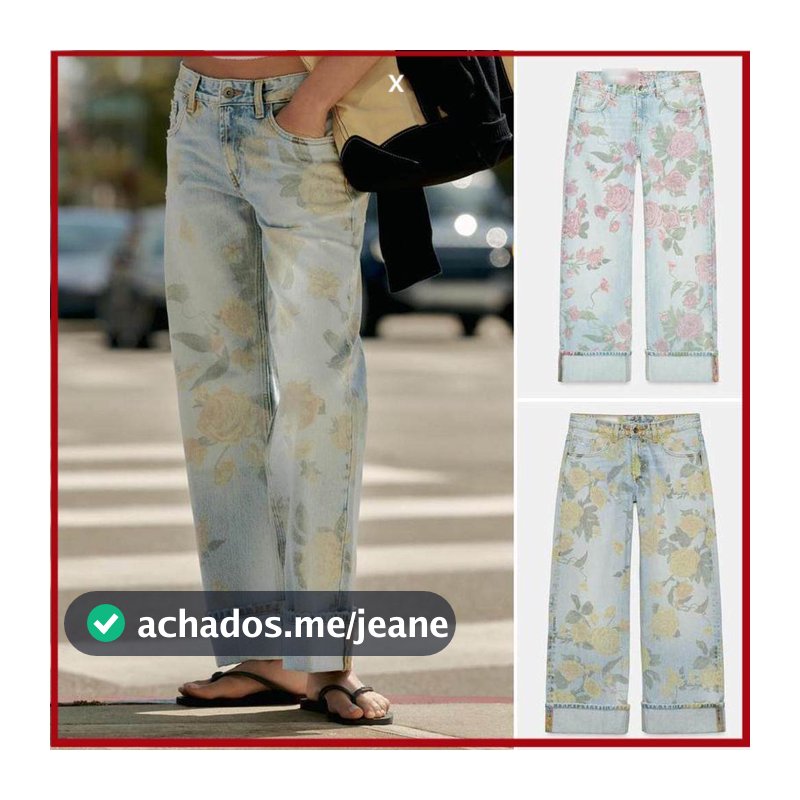 2026 2026 Verão Novos Jeans Soltos de Cintura Baixa com Estampa Rosa0695010