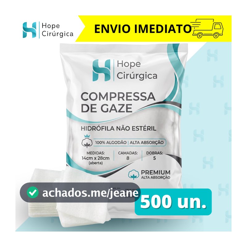 Compressa de Gaze 500 Unidades 13 Fios ou 11 Fios Flumine Premium Hidrófila Anvisa
