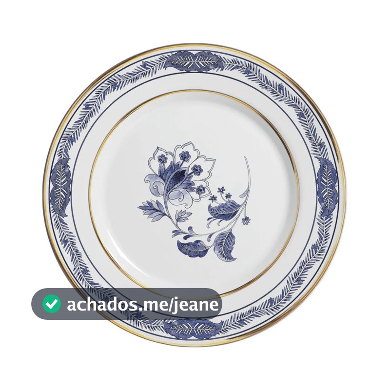 Prato Raso Cerâmica 29cm Refeição Xangai Azul Alleanza Luxo