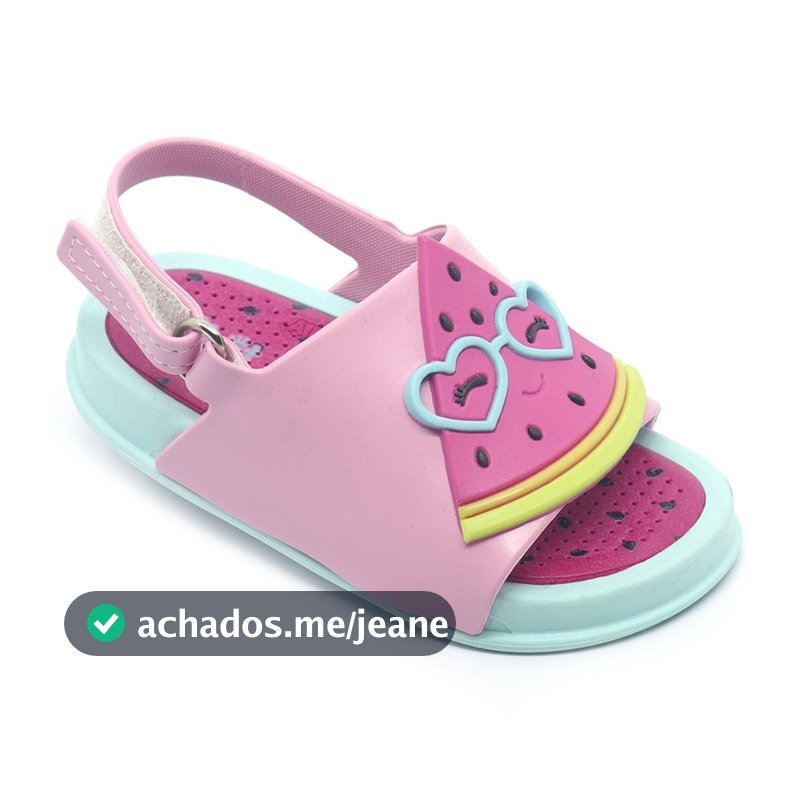 Sandália Infantil Plugt Menina Confortável Melancia Solado Antiderrapante Tiras Seguras Moda Verão