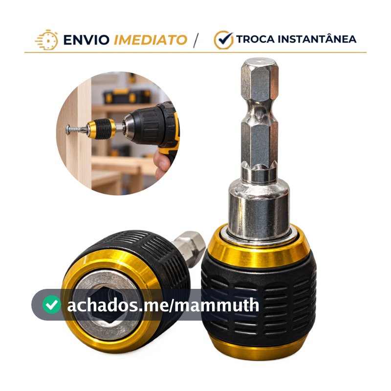 Adaptador Mandril Engate Rápido 1/4 6,35mm para Furadeira Parafusadeira Alça Porta Bits Sextavado 60mm