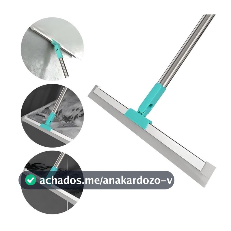 Rodo de Silicone Cabo 100CM/140CM Para Limpeza de Piso Vidros Com Gancho Secos e Molhados Uso Duplo Vassoura Mágica
