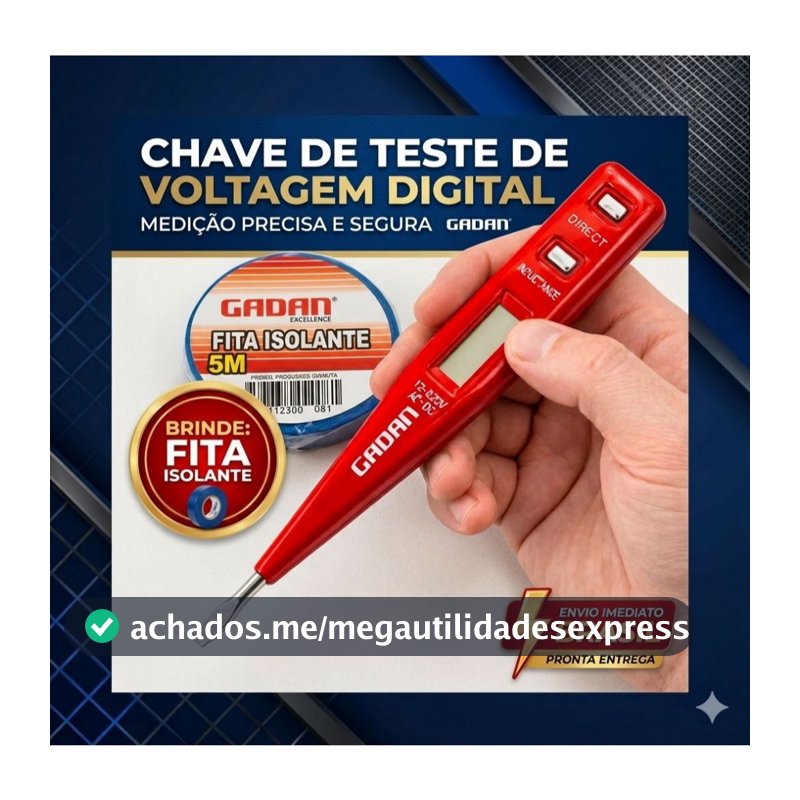 Chave Teste Caneta Voltagem Digital Gadan 12v A 250v + FITA ISOLANTE colorida