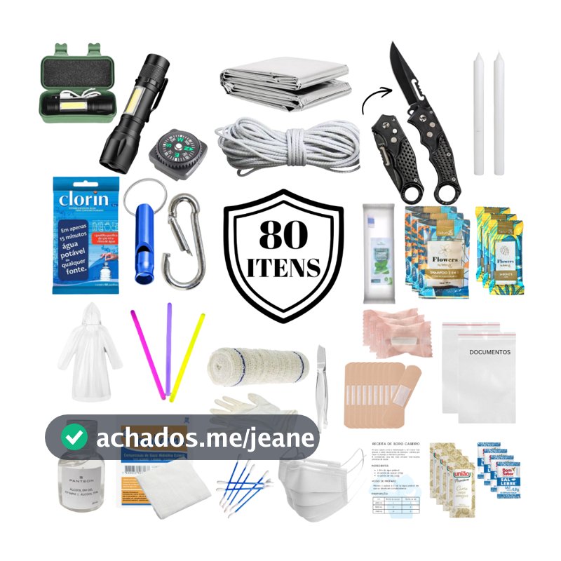 Kit De Emergência 80 Itens Kit Sobrevivência EDC Primeiros Socorros Militar Acampamento Tático Camping