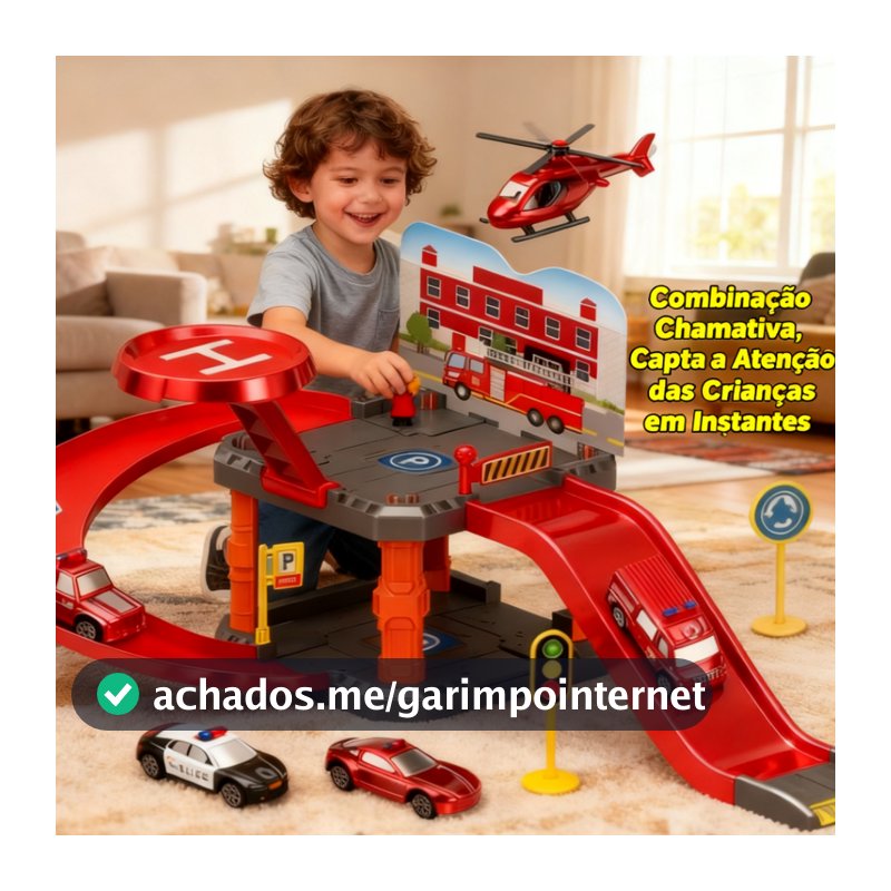Garagem Infantil com Pista e Carrinhos Brinquedo Educativo Presente Menino