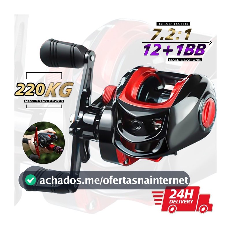 220Kg Carretilha De Pesca Cana De Pesca Molinete Magnético12 + 1BB Baitcasting Fishing Reel