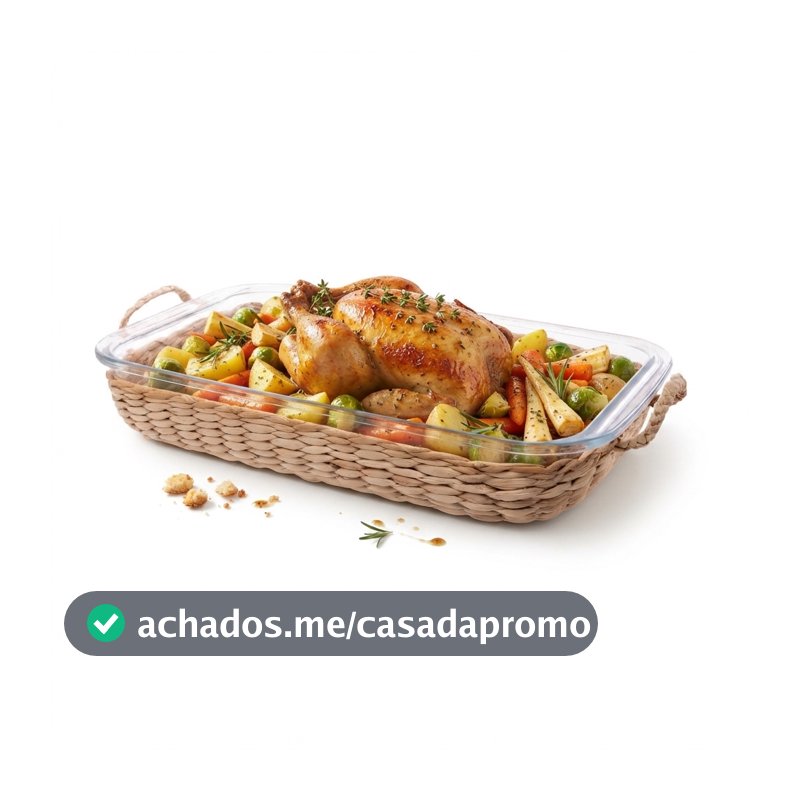 Bandeja Retangular Wolff de Vidro Borossilicato 34,5cm para Servir Decorar Mesa Posta e Organizar Qualidade Casa Cozinha