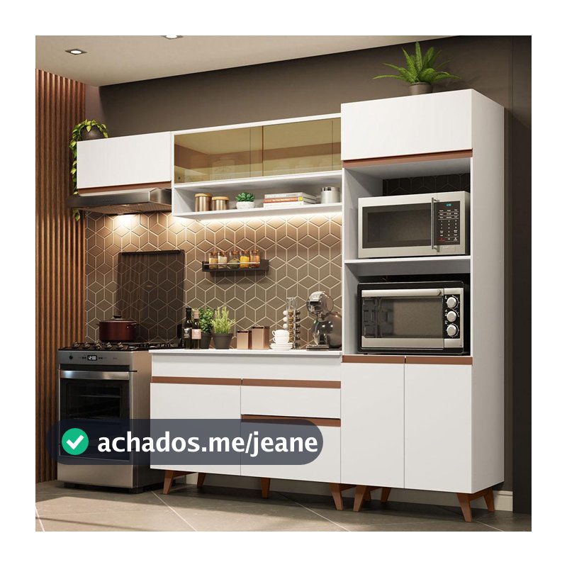 Cozinha Completa Madesa Reims 260007 com Armário e Balcão - Branco