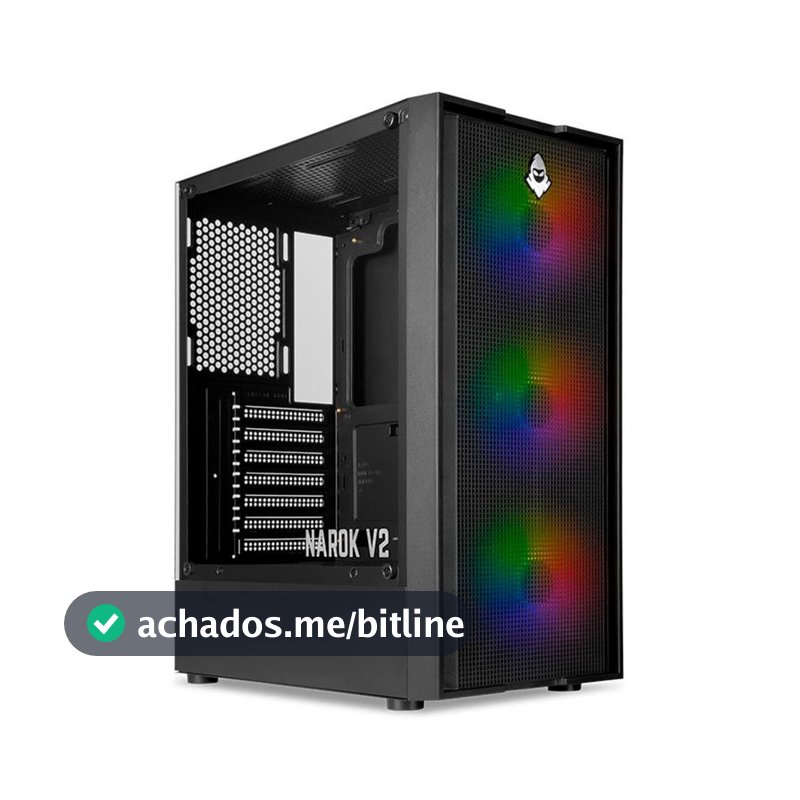 Gabinete Gamer Mancer Narok V2, Rainbow, Mid-Tower, Lateral de Vidro, Com 3 Fans, Preto, MCR-NRK-V2