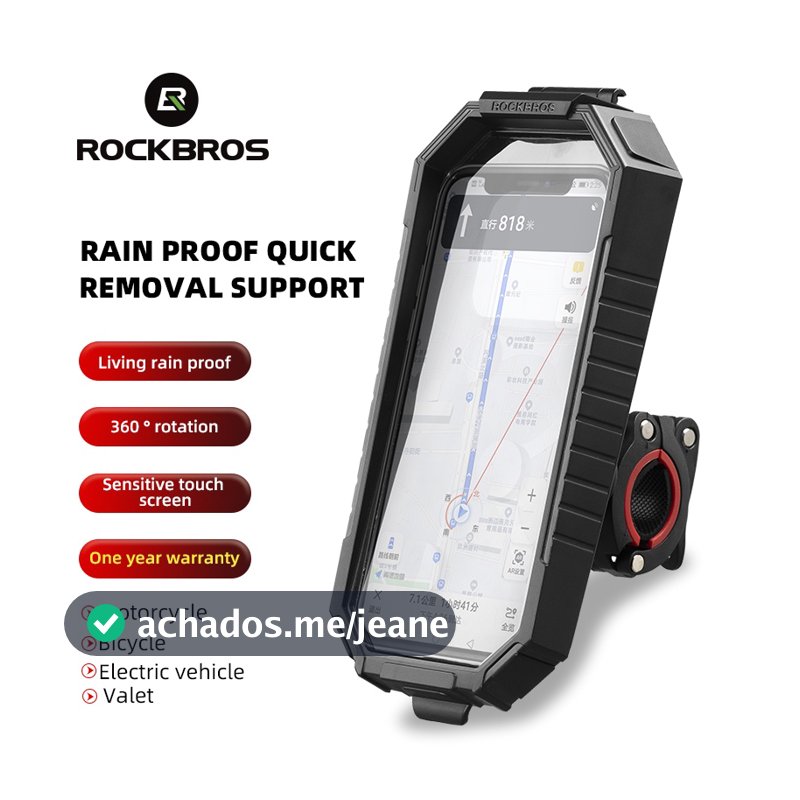 Suporte De Celular ROCKBROS Para Bicicleta Com Rotação 360 Graus À Prova D'água Anti-Queda Motocicletas Tela Sensível Ao Toque Antiderrapante