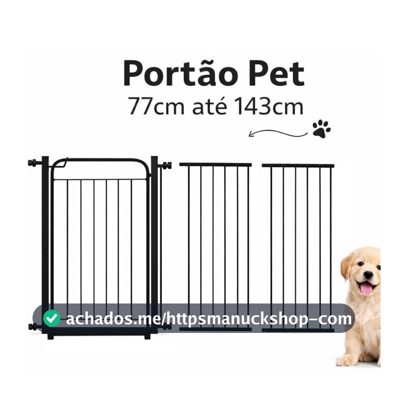 Portão Pet Grade Para Cachorro (77cm A 143cm) Cercado de Proteção