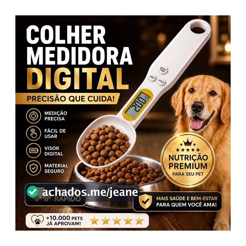 Colher Balança Digital Para Cozinha e Ração Pet Medidor de Precisão 500g Pegador Alimento Portátil Prática Fácil Usar