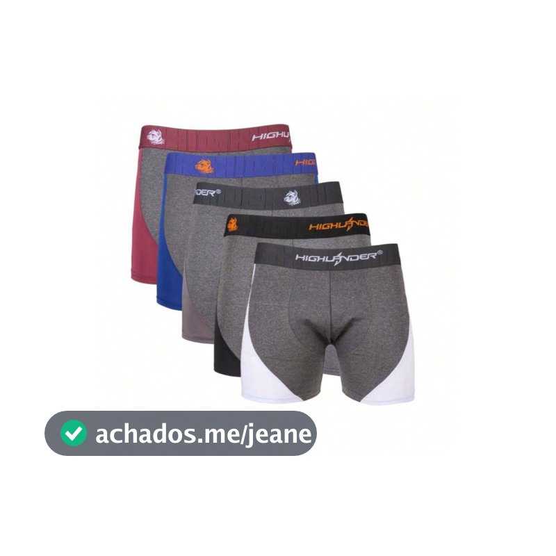 Cuecas Boxer Box Kit Com 5 Unidade Masculina em Poliéster Romantic