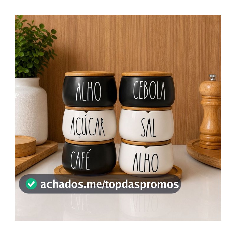 Pote em Cerâmica com Tampa de Bambu Minimalista Chique Personalizado