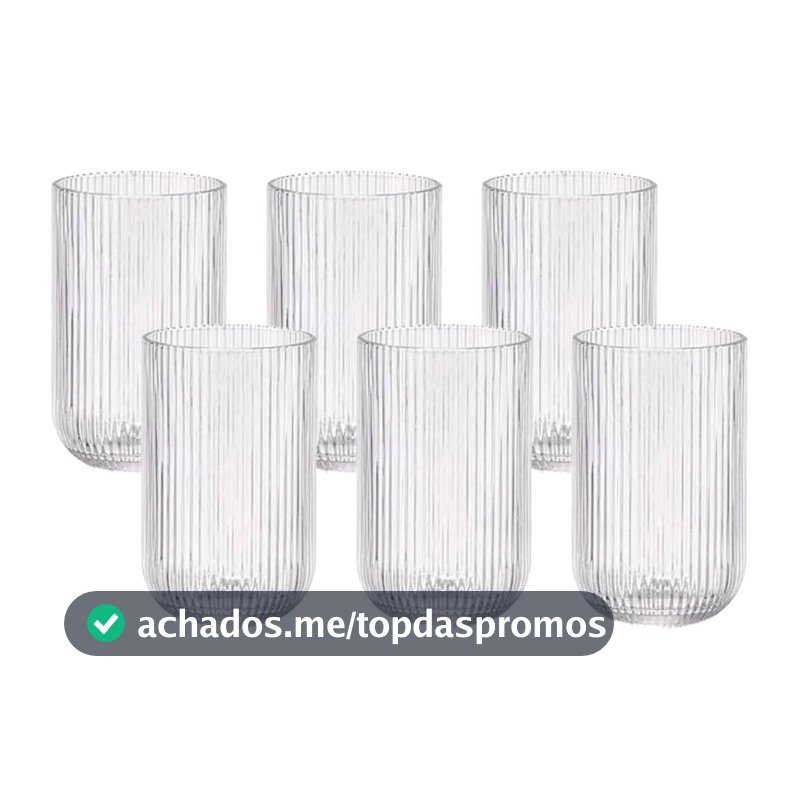 Conj. 6 Copos Altos de Vidro Canelado Versalhes 420ml - Casart
