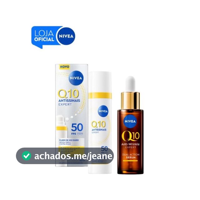 KIT NIVEA Q10 Sérum Antissinais Expert Dupla Ação 30ml + NIVEA Q10 Antissinais Fluido Facial FPS50 40ml