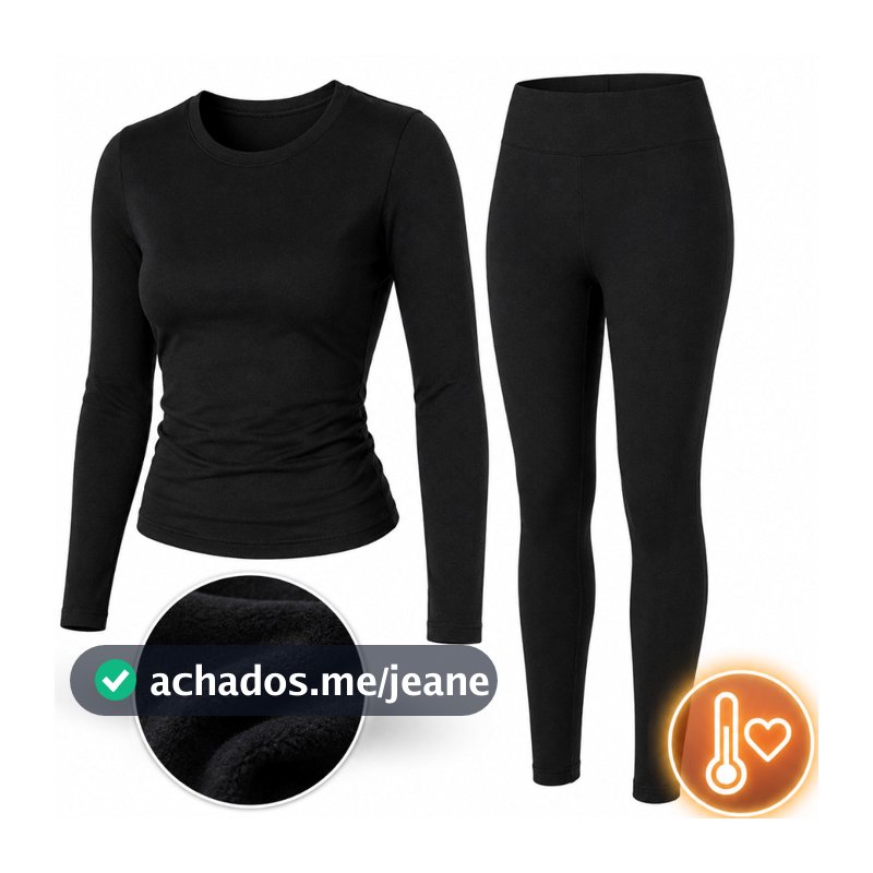 Conjunto Térmico Feminino Peluciado Inverno Legging e Blusa Manga Longa Fitness Casual