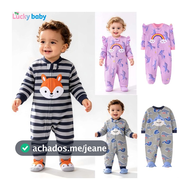 Lucky Bebê Recém-Nascido Macacão De Algodão Manga Longa Zíper Fechado Pé Primavera Outono 0-12M
