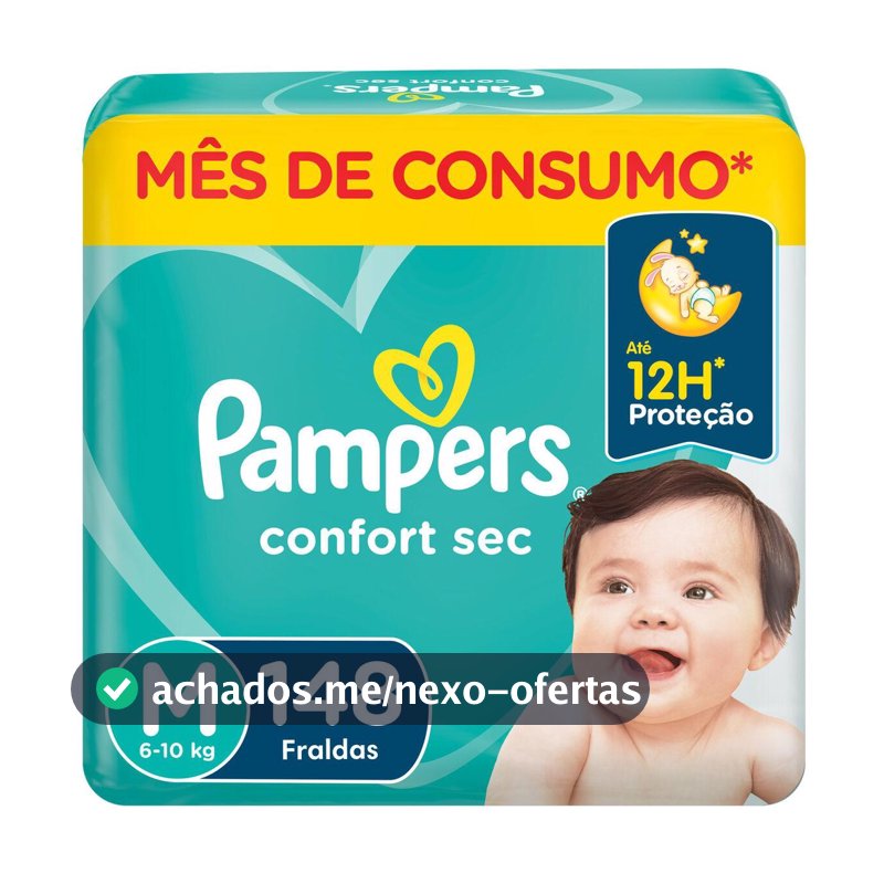 Fralda Pampers Confort Sec Jumbo Plus M com 148un