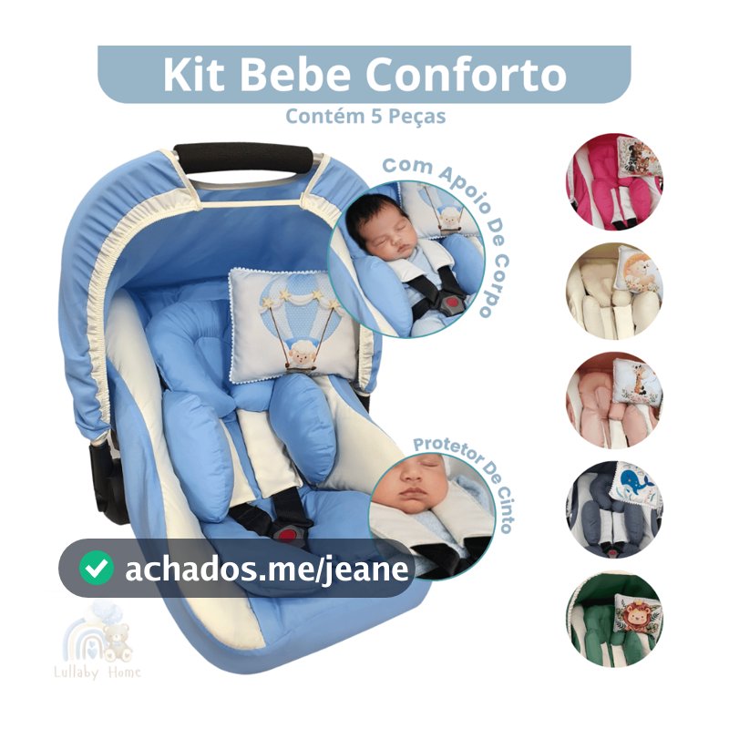 Kit 6 Peças - Capa de Bebê Conforto, Capota, Protetores de Cinto e Redutor e Almofada Estampada