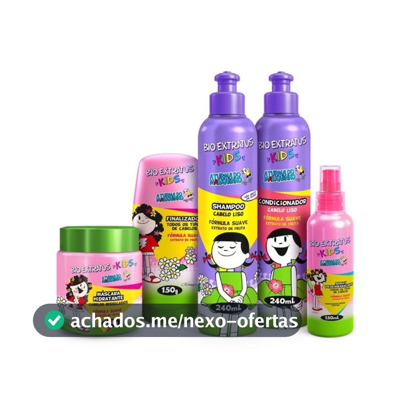 Bio Extratus Kit Linha Cabelo Liso Kids (shampoo, condicionador, finalizador , spray e mascara)
