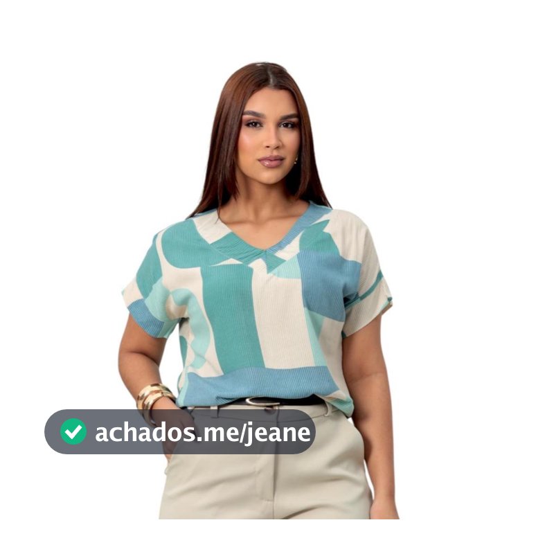 BLUSA FEMININA DECOTE EM V EM VISCOLINHO